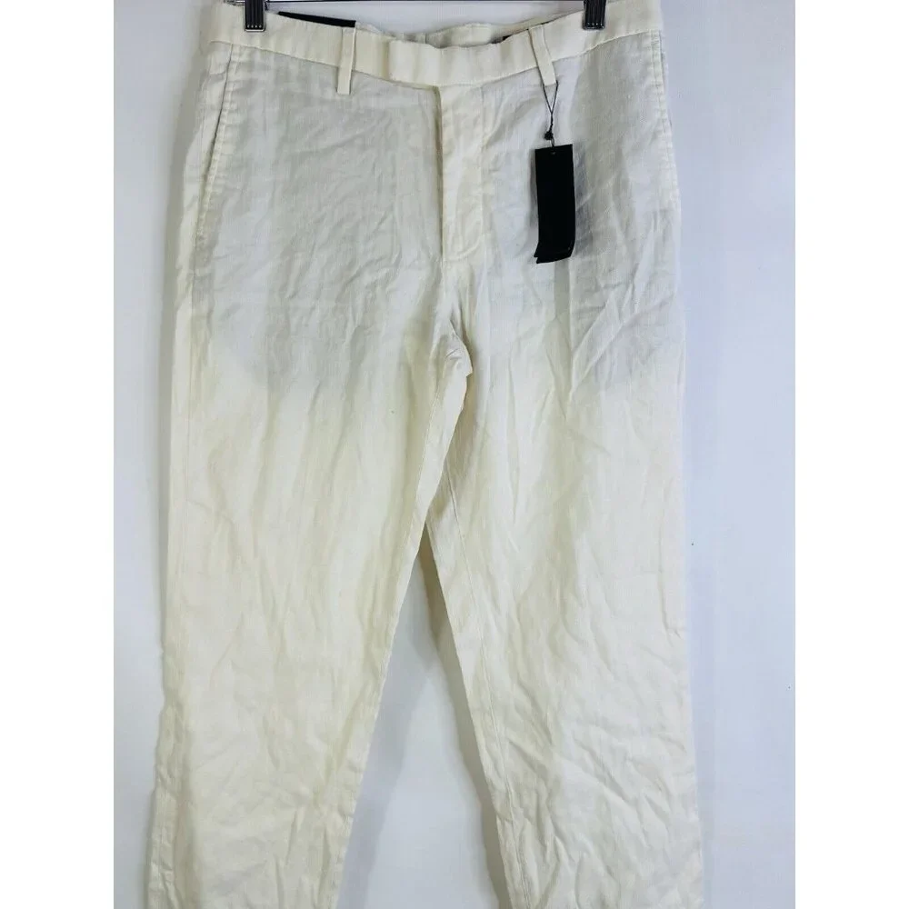 New Banana Republic Slim Fit Performance Linen Pants Ivory Mens 30x32